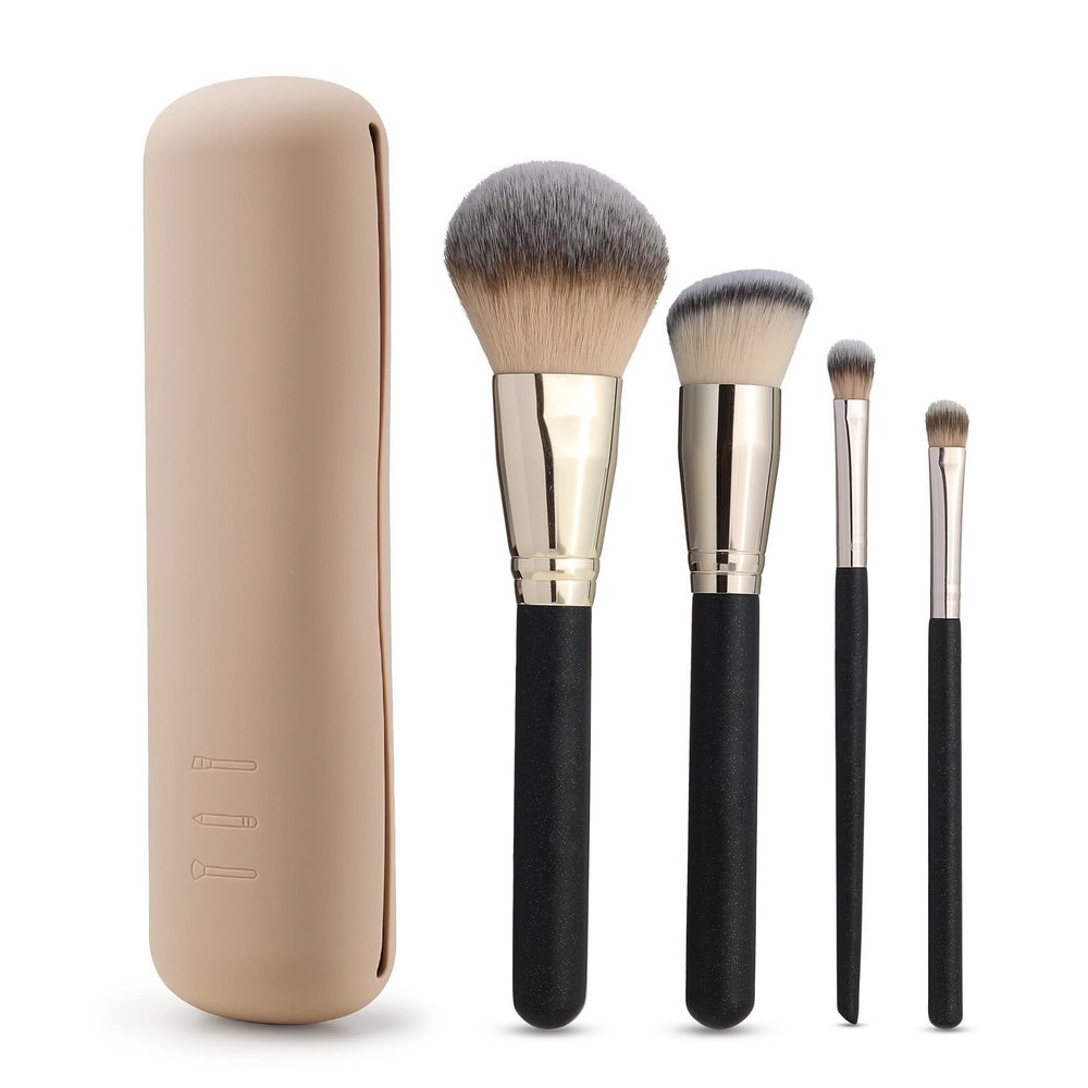 Large Travel Makeup Brush Holder With 4pcs Makeup Brushes⭐️